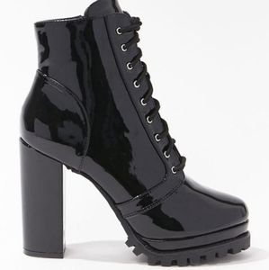 Forever21 patent lace up boots